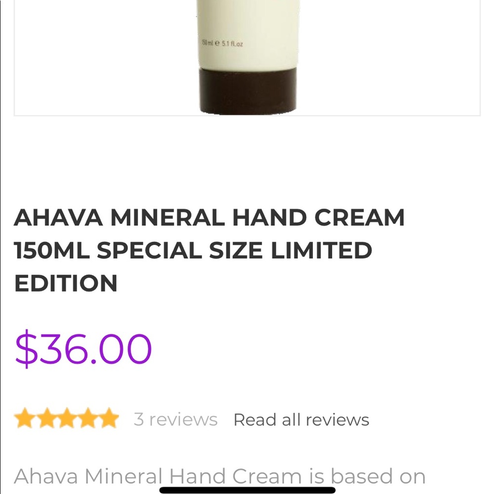 AHAVA special size limited edition hand cream